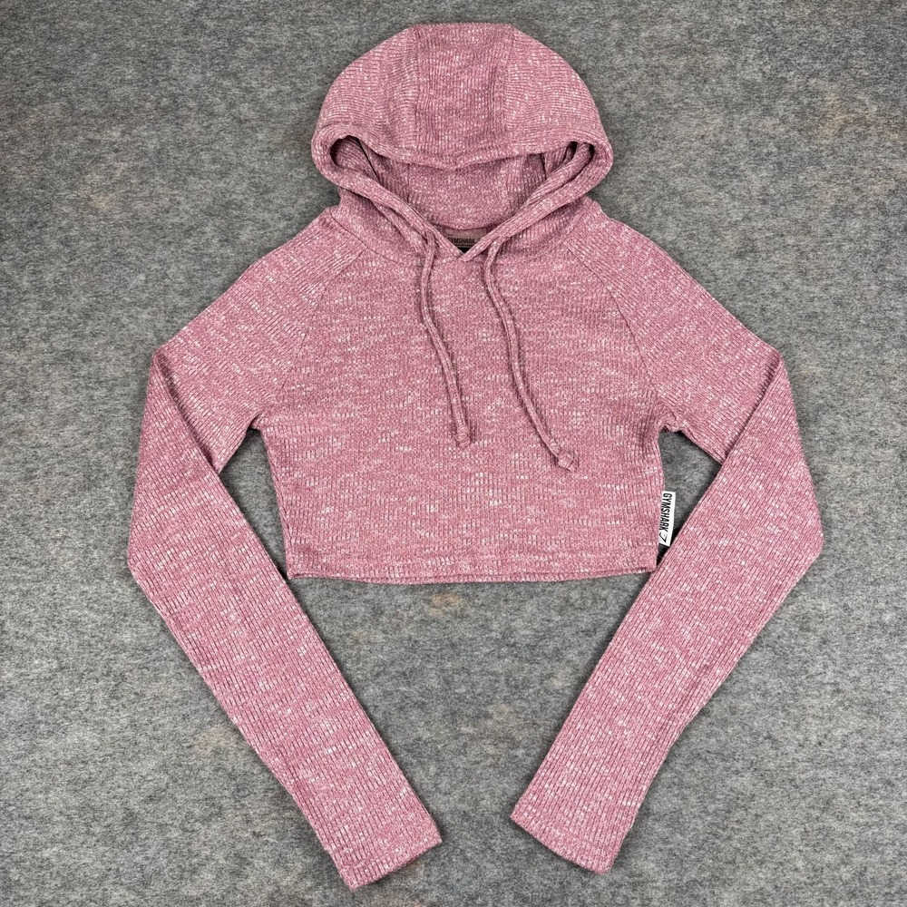 GYMSHARK Cropped Hooded Shirt Pullover Pink Womens Medium M